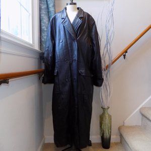 N.Y.D.A. Genuine Leather  Black Long Leather Coat Plus Size 1X